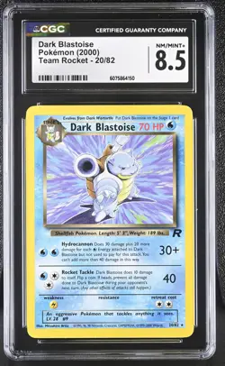 CGC 8.5 Dark Blastoise 2000 Team Rocket 20/82 Pokemon Card - Image 1
