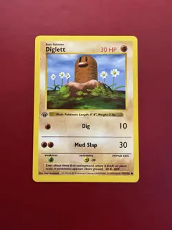 Diglett 47/102 Shadowless 1st Edition Base Set Pokemon Card LP - Image 1