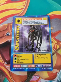 Devimon Bo-02 1st Edition Digimon Card Bandai 1999 NonFoil - Image 1