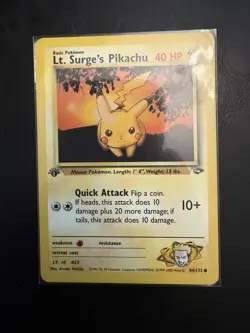 Lt. Surge's Pikachu 84/132 Gym Challenge Pokemon Card 1st Edition - Near Mint - Image 1