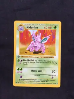 Pokemon Cards: Base Set 1st Edition Uncommon: Nidorino 37/102 - Image 1