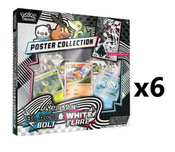 SEALED CASE 6x Poster Collection Black Bolt/White Flare Unova SV10.5 Pokemon TCG - Image 1