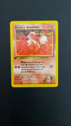 Pokemon TCG Blaine's Growlithe 1st Edition Gym Heroes 62/132 Near Mint WOTC - Image 3