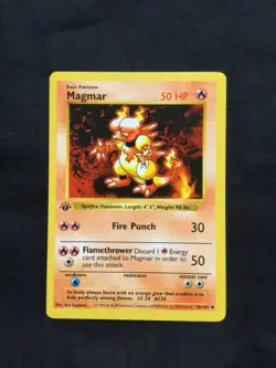 Pokemon Cards: Base Set 1st Edition Uncommon: Magmar 36/102 - Image 1