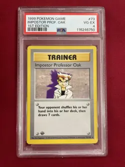 Graded PSA 4 1999 Pokemon Game Impostor Prof. Oak 1st Edition #73 VG-EX - Image 1