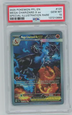 2025 POKEMON PFL EN-PHANTASMAL FLAMES #125 MEGA CHARIZARD X EX PSA 10 - Image 1