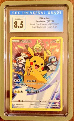 CGC 8.5 2020 POKEMON SWSH020 PROMO FIGURE Collection PIKACHU W/ Slab guard - Image 1
