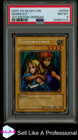GEMINI ELF 1ST EDITION-GER YU-GI-OH! LON-LABYRINTH OF NIGHTMARE 2003 G000 PSA 8 - Image 1