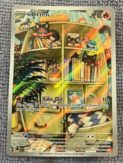 Pokemon TCG Litten Full Art Holo Card 167/162 Temporal Forces Illustration Rare - Image 1