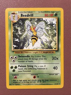 Pokemon TCG Beedrill 17/102 Base Set Unlimited Non-Holo Rare Card LP Condition - Image 1