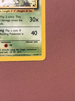 Pokemon TCG Beedrill 17/102 Base Set Unlimited Non-Holo Rare Card LP Condition - Image 2