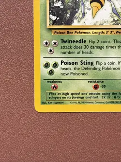 Pokemon TCG Beedrill 17/102 Base Set Unlimited Non-Holo Rare Card LP Condition - Image 5