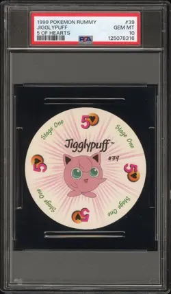 Jigglypuff Pokemon Card Rummy Playing Poker 4 5 Hearts 1999 Nintendo PSA 9, 10 - Image 1