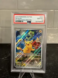 Pikachu SVP027 - Pokemon Paldea Evolved ETB Black Star Promo - PSA 10 - Image 1