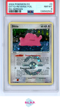 DITTO-REVERSE FOIL RG-GERMAN POKEMON EX FIRE RED & LEAF GREEN 2004 4 PSA 8 - Image 1