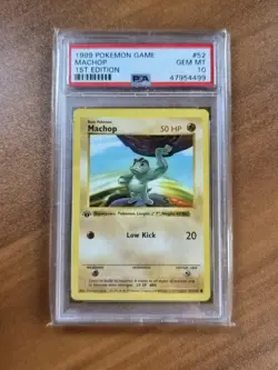 1999 Pokemon Base Set Shadowless 1st Edition Machop #52 PSA 10 English 52/102 - Image 1