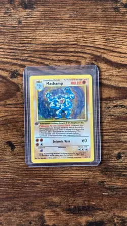 Pokemon Base Set Machamp 8/102 1999 WOTC Holo Rare English Played/Fold - Image 3