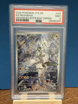 Pokemon TCG N’s Reshiram 167/159 Journey Together Box Topper PSA 9 Mint - Image 1