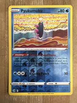 Pokemon TCG Pyukumuku Fusion Strike 077/264 Reverse Holo Uncommon LP - Image 1