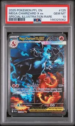 2025 POKEMON PFL EN-PHANTASMAL FLAMES #125 MEGA CHARIZARD X EX PSA 10 - Image 1