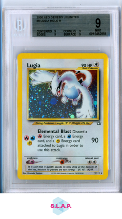 LUGIA HOLO R 2000 POKEMON NEO GENESIS UNLIMITED 9 BGS 9 - Image 1