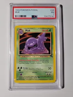 Pokemon Muk Fossil Unlimited 13/52 PSA 7 - Image 1