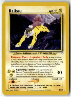 Raikou ⭐ 22/64 Rare Neo Revelation 2001 Pokemon LP - Image 1