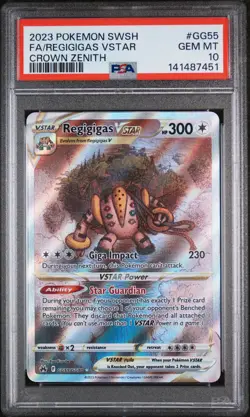 2023 POKEMON SWORD & SHIELD CROWN ZENITH #GG55 FULL ART/REGIGIGAS VSTAR PSA 10 - Image 1