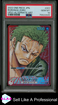 RORONOA ZORO ONE PIECE OP01-001 ALTERNATE ART 2022 OP01 - JAPANISCH PSA 10 - Image 1