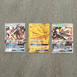 Pokemon Solgaleo GX Holo GX Card Lot - 3 English Metal TCG Cards - Image 1