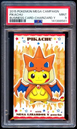 Pokemon 2015 Japanese PSA 9 Poncho Wearing Pikachu Business Card Charizard y - Image 1