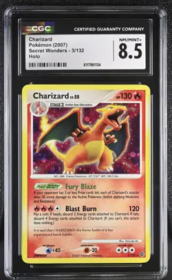 CGC 8.5 Charizard 2007 Secret Wonders 3/132 Holo SWIRL Pokemon Card - Image 1