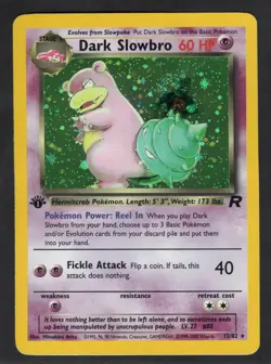 Dark Slowbro 1st Edition SWIRL 12/82 Holo Rare Team Rocket Pokemon NM - Image 1