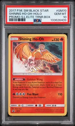 2017 POKEMON SM BLACK STAR PROMO #SM70 SHINING HO-OH-HOLO PSA 10 - Image 1