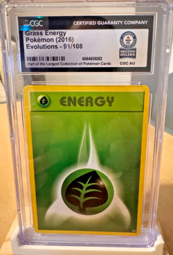 Grass Energy 91/108 – CGC – 2016 XY Evolutions – Gray Brothers Guinness Pokemon - Image 1