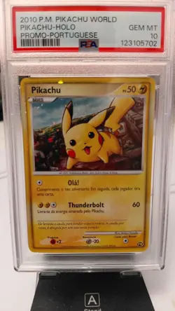 2010 POKEMON JPN WORLD COLL PORTUGUESE PIKACHU-HOLO PSA 10 - Image 1