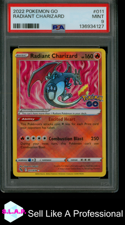 RADIANT CHARIZARD POKEMON GO 2022 011 PSA 9 - Image 1