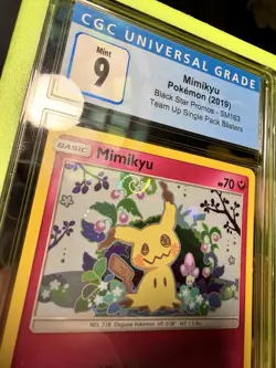 Giant SWIRL CGC 9 MINT Mimikyu SM163 Pokemon SM Black Star Promo Team Up V2 - Image 1