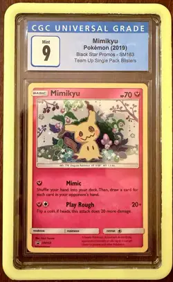 Giant SWIRL CGC 9 MINT Mimikyu SM163 Pokemon SM Black Star Promo Team Up V2 - Image 2