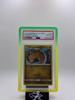 2019 Pokemon S&M Team Up Cosmos Holo Dragonite #119 Psa 10 HOLO BLEED SWIRL - Image 1
