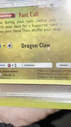 2019 Pokemon S&M Team Up Cosmos Holo Dragonite #119 Psa 10 HOLO BLEED SWIRL - Image 2