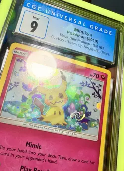 Giant SWIRL CGC 9 MINT Mimikyu SM163 Pokemon SM Black Star Promo Team Up - Image 1
