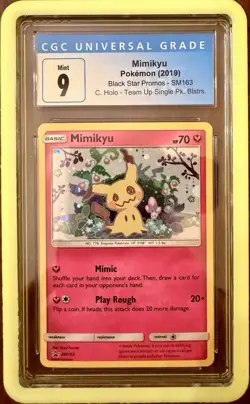 Giant SWIRL CGC 9 MINT Mimikyu SM163 Pokemon SM Black Star Promo Team Up - Image 2