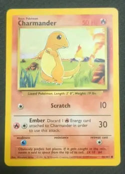 Charmander 46/102 Base Set Pokemon - Regular - Lightly Played - Image 1