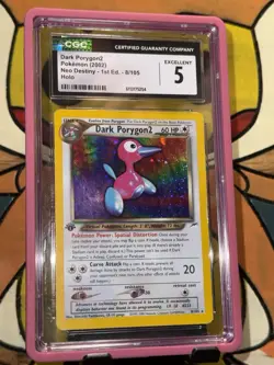Dark Porygon 2 1st Edition Holo 8/105 Pokemon 2002 Neo Destiny CGC Excellent 5 - Image 1
