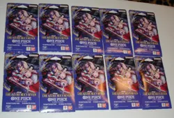 10 x One Piece OP14 - THE AZURE SEA’S SEVEN - Sleeved Blister Booster Packs Lot - Image 1