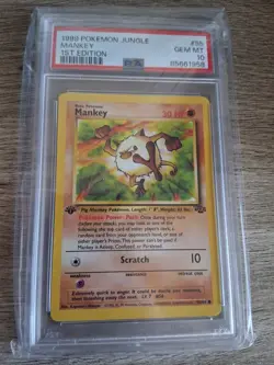 1999 Pokemon PSA 10 GEM MINT Jungle Set CARD 55 MANKEY 1ST EDITION - Image 1