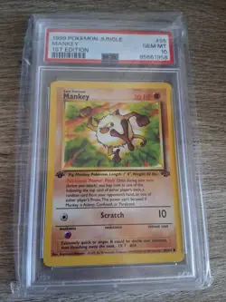 1999 Pokemon PSA 10 GEM MINT Jungle Set CARD 55 MANKEY 1ST EDITION - Image 2