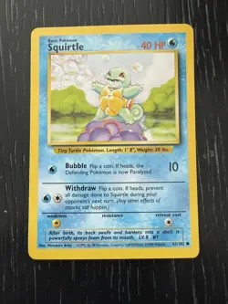 Pokemon Squirtle Base Set 63/102 Regular Basic Common WOTC Card - Image 1