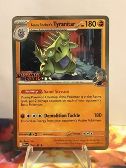 Pokemon TCG Team Rockets Tyranitar Card 096/182 Destined Rivals Stamped - Image 2